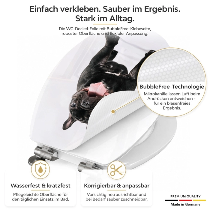 WC-Deckel Aufkleber Französische Bulldogge Detailbild der Folie