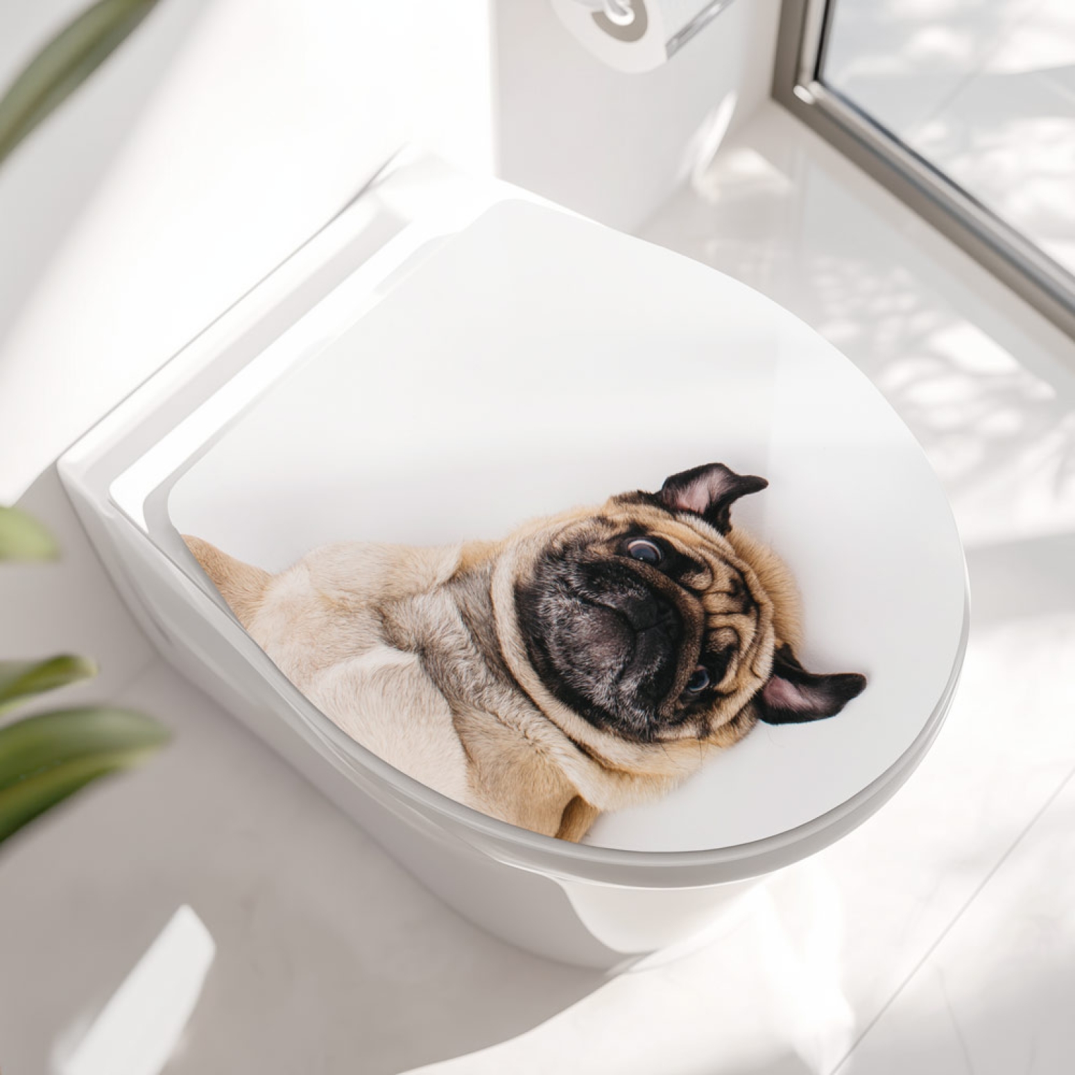 WC-Deckel Aufkleber Mops