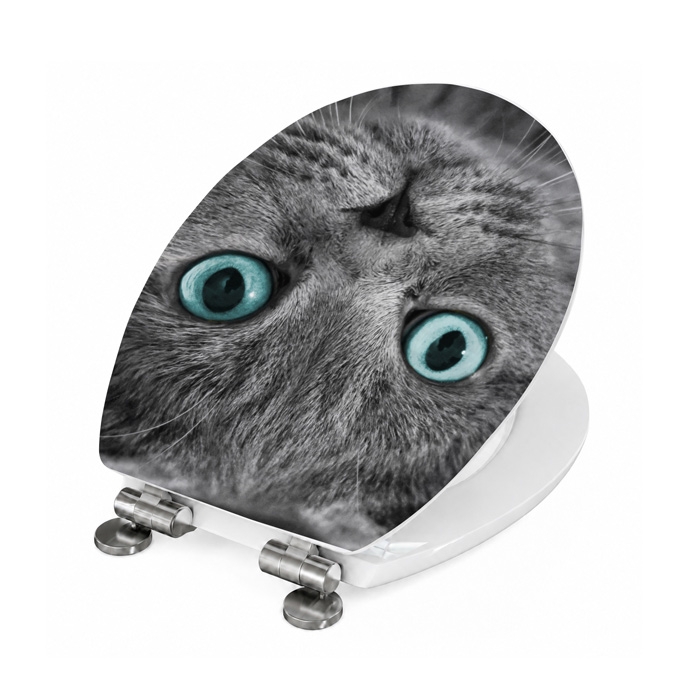 WC-Deckel Aufkleber graue Katze mit blauen Augen Artikelbild 2