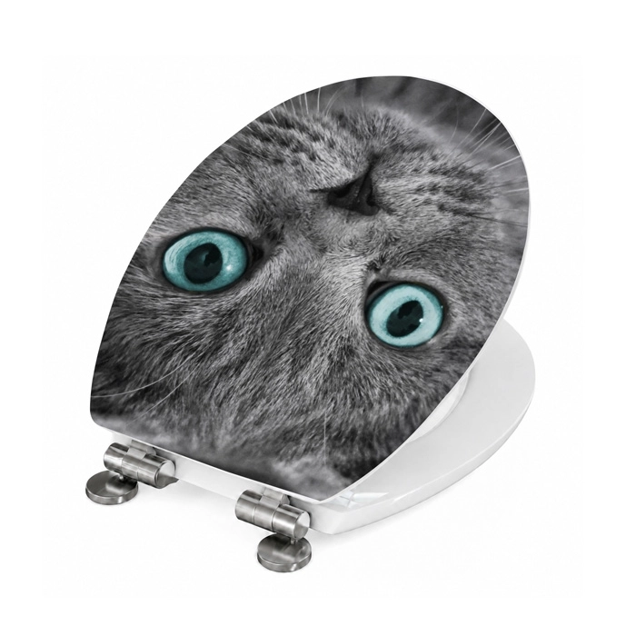 WC-Deckel Aufkleber graue Katze mit blauen Augen Artikelbild 2