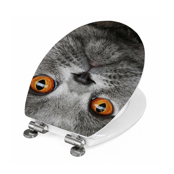 WC-Deckel Aufkleber graue Katze mit orangenen Augen Artikelbild 2