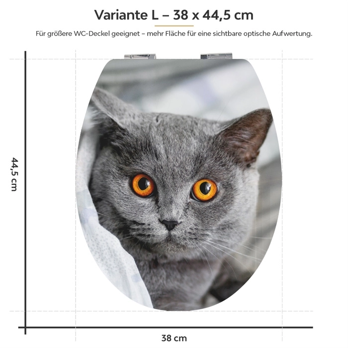 WC-Deckel Aufkleber britische Katze Variante 38 x 44 cm