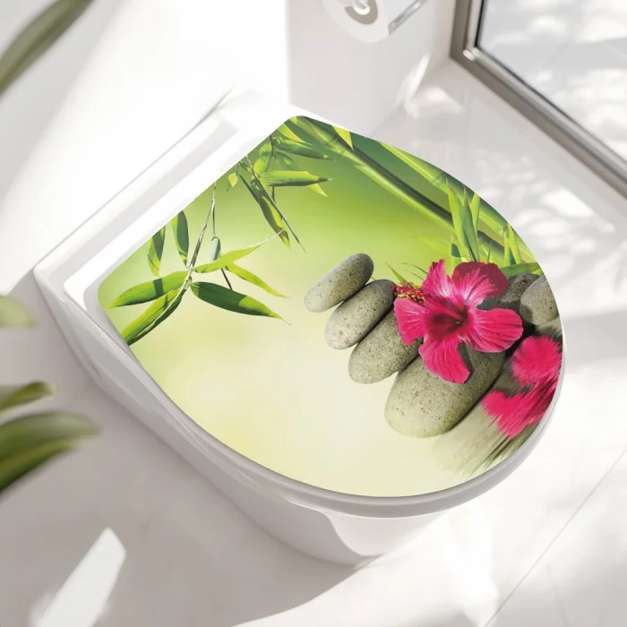 Wc Deckel Aufkleber Zen Steine und Orchidee Hauptbild