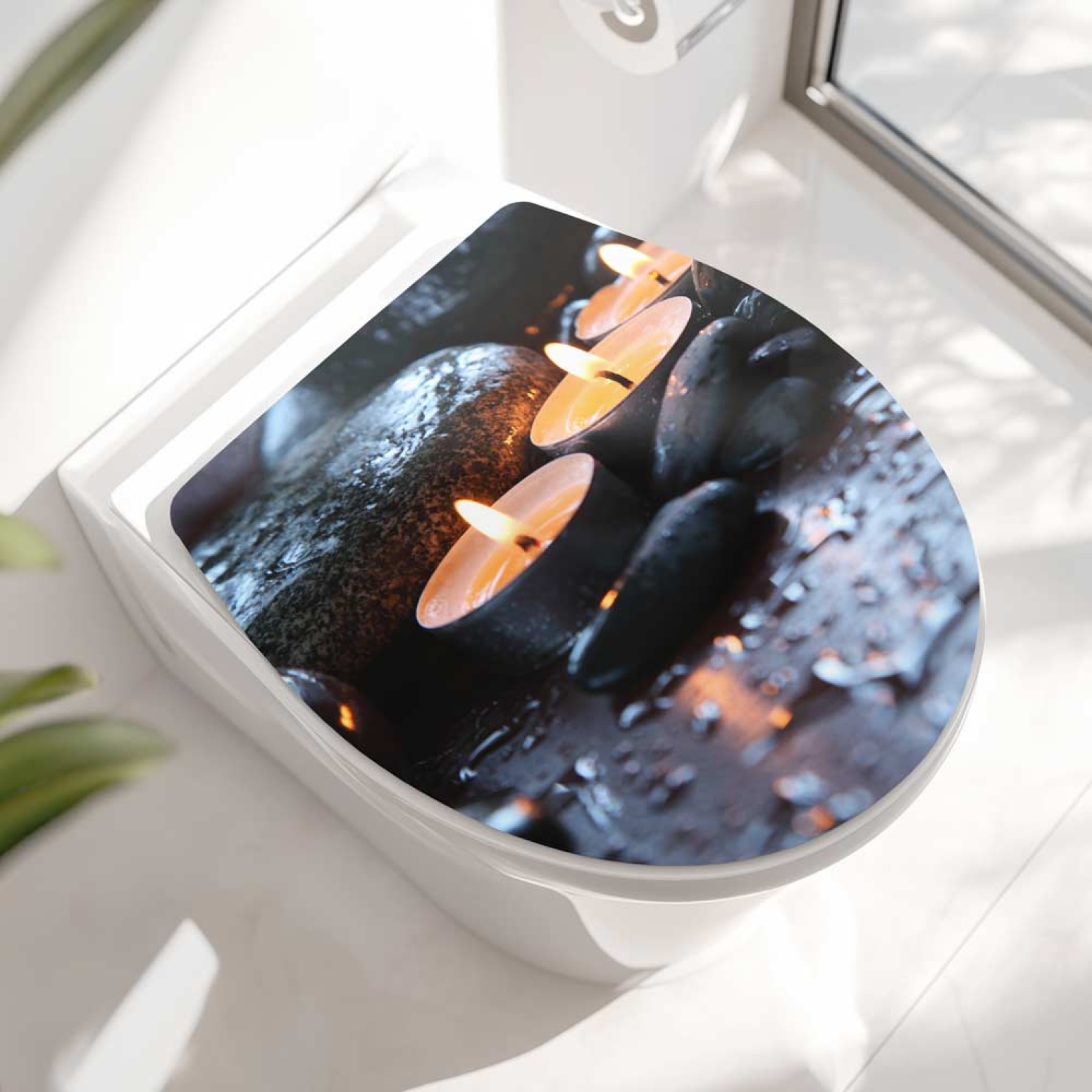WC-Deckel Aufkleber Spa & Kerzen