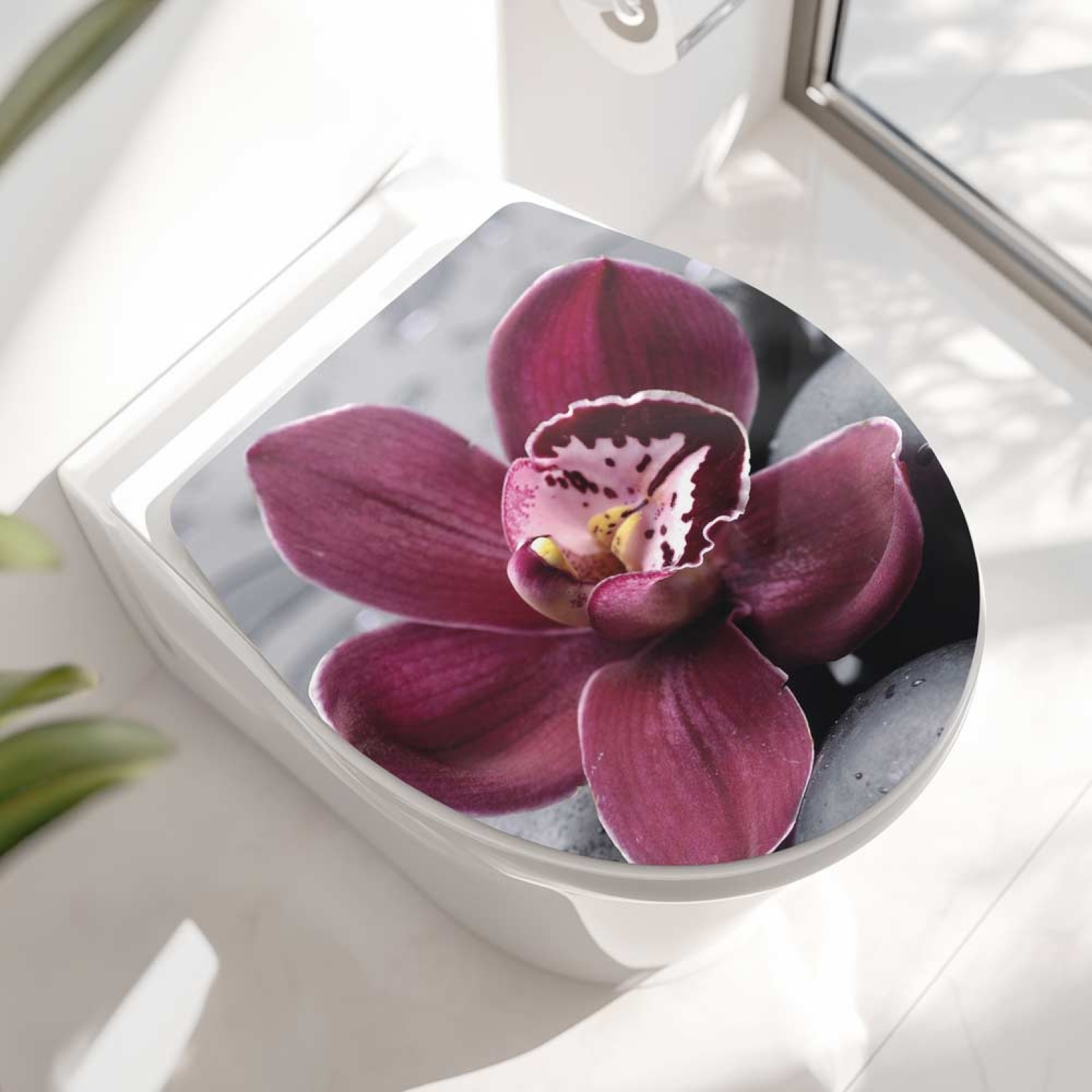 WC-Deckel Aufkleber Orchidee