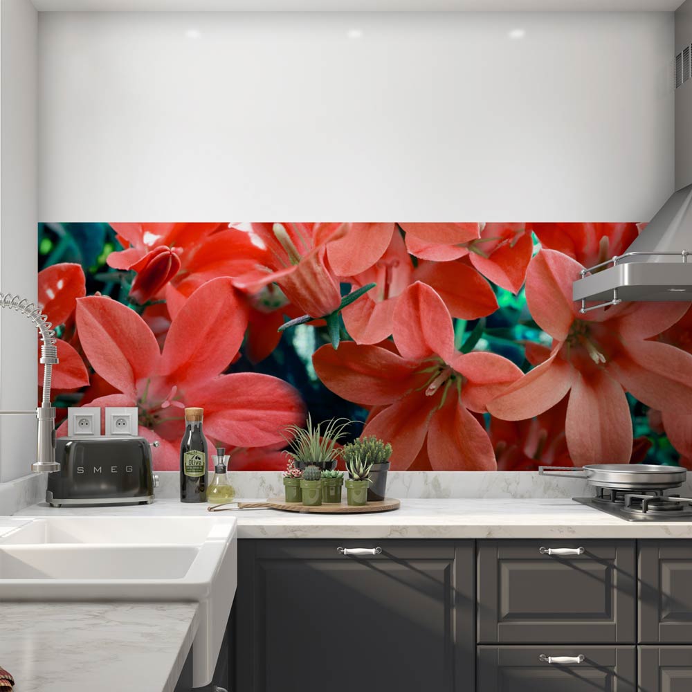 Küchenrückwand Folie Lilien rot  Klebefolien & Küchenrückwand Folien