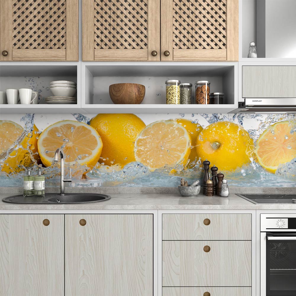 Küchenrückwand Folie - Zitrone und Eis 350 x 60 cm