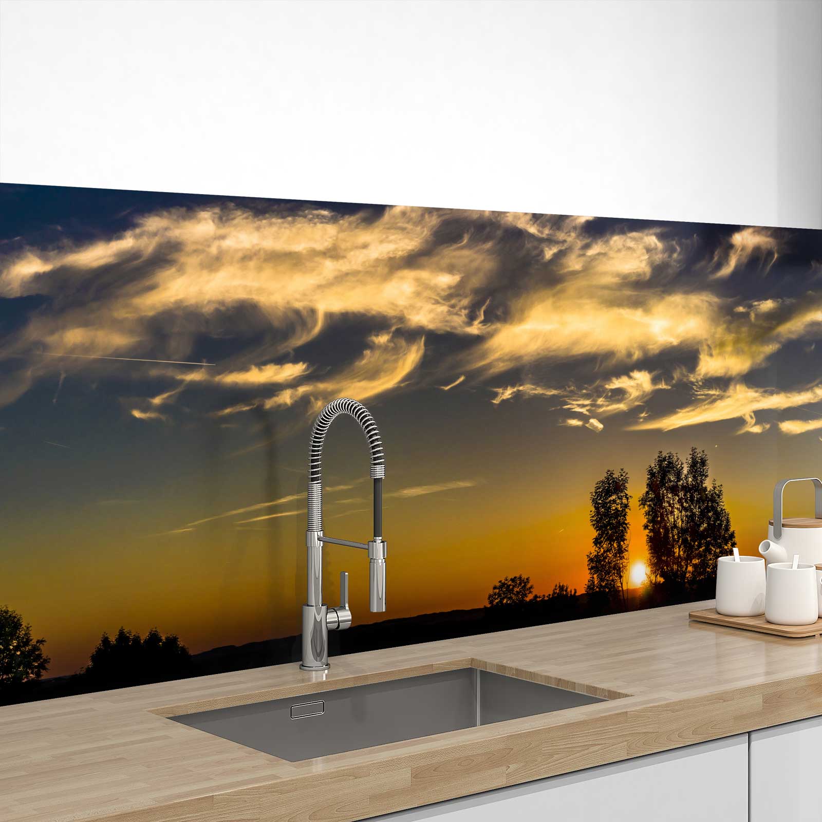 Küchenrückwand Folie Sonnenuntergang Landschaft