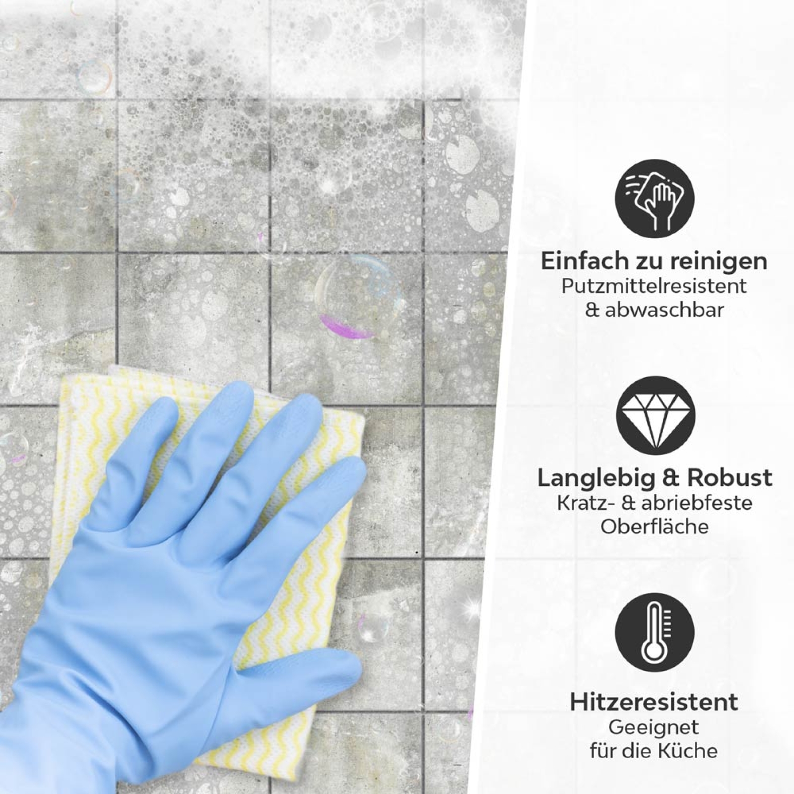 Fliesenaufkleber Betonoptik Detailbild 1 mit Produkteigenschaften