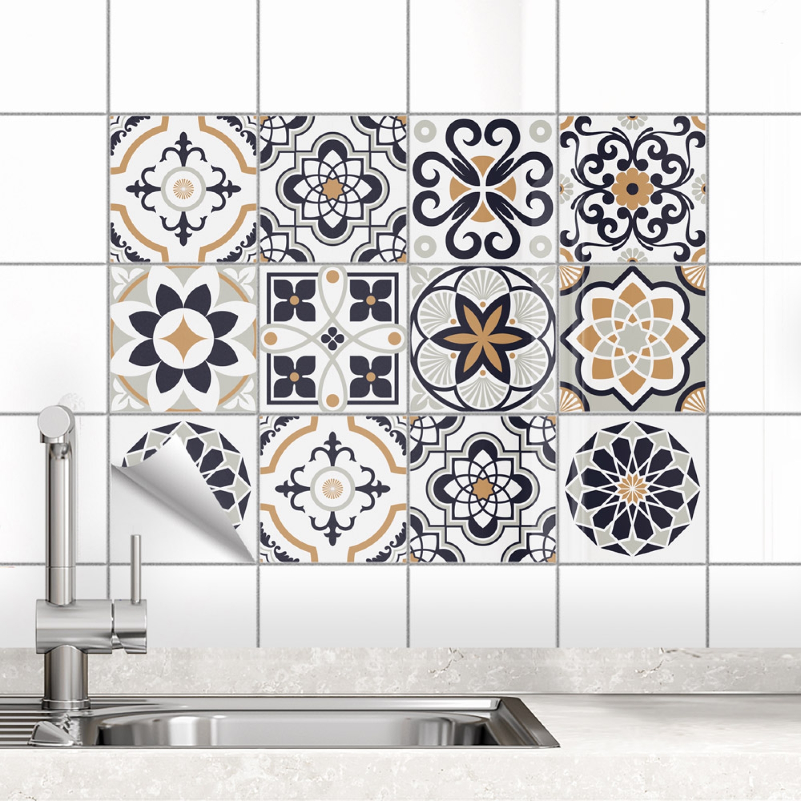 Fliesenaufkleber Patchwork Kacheln Hauptbild