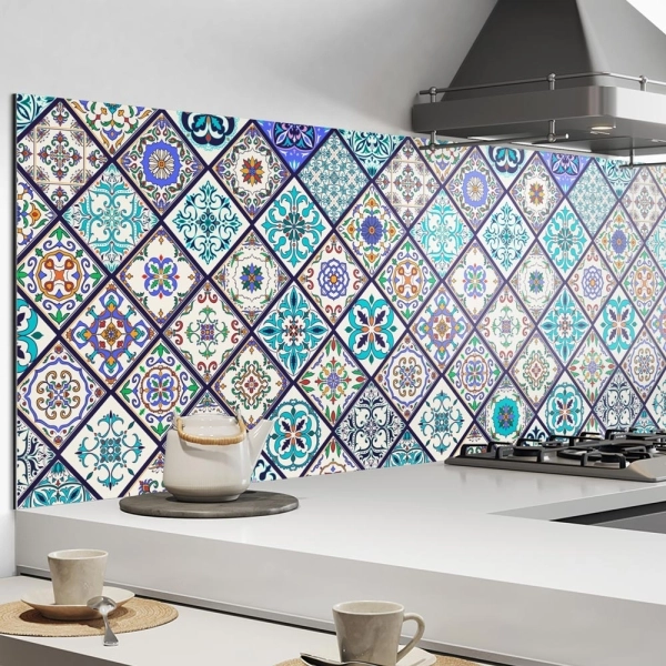 Küchenrückwand Aluverbund blau portugiesisches Mosaik Bild 2