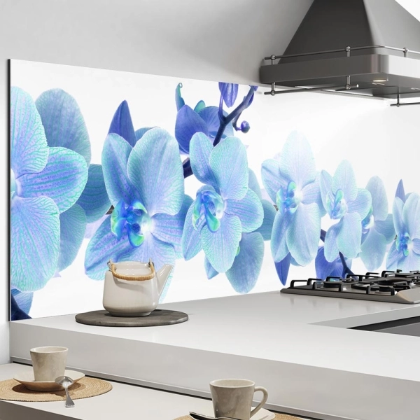 Küchenrückwand Aluverbund blaue Orchidee Bild 1