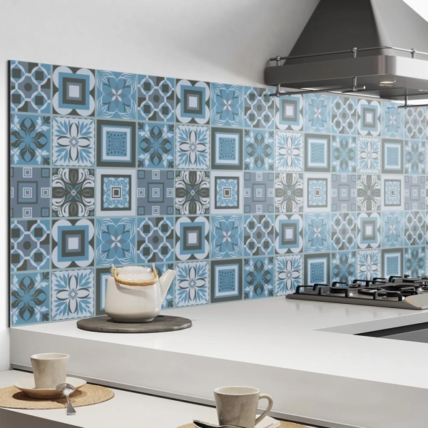 Küchenrückwand Aluverbund Boho Tiles Blue Bild 2