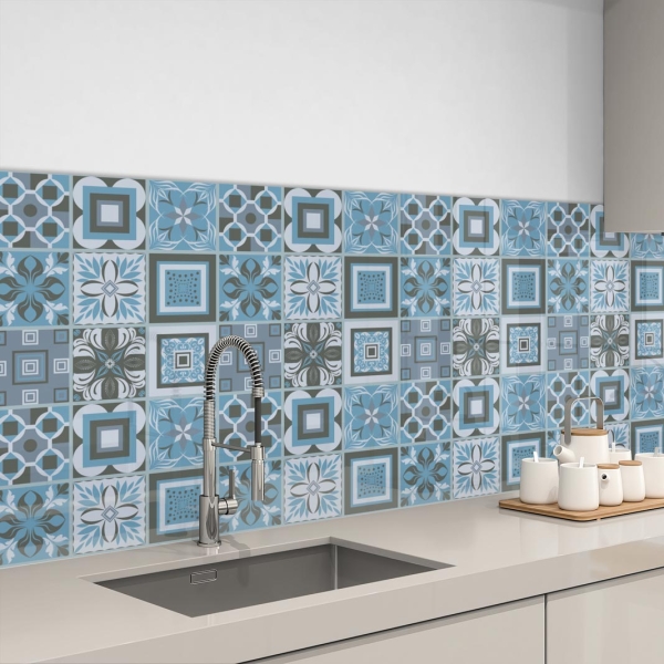 Küchenrückwand Aluverbund Boho Tiles Blue Bild 3