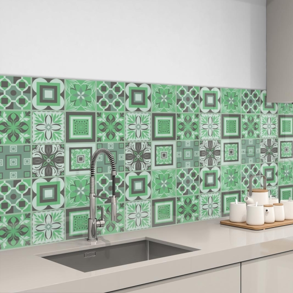 Küchenrückwand Aluverbund Boho Tiles Green Bild 3