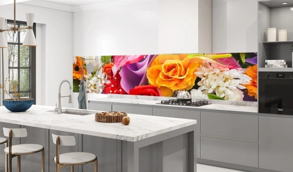 Küchenrückwand Aluverbund bunte Blumenstrauss Bild 3
