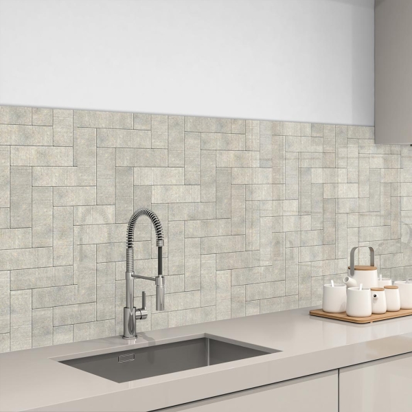 Küchenrückwand Aluverbund graue Mosaik Steine Bild 3