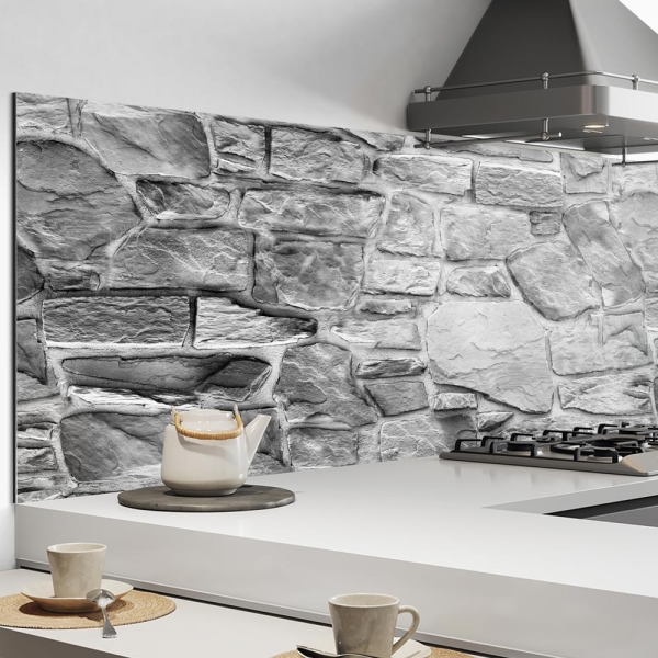 Küchenrückwand Aluverbund graue Steinmauer Bild 2