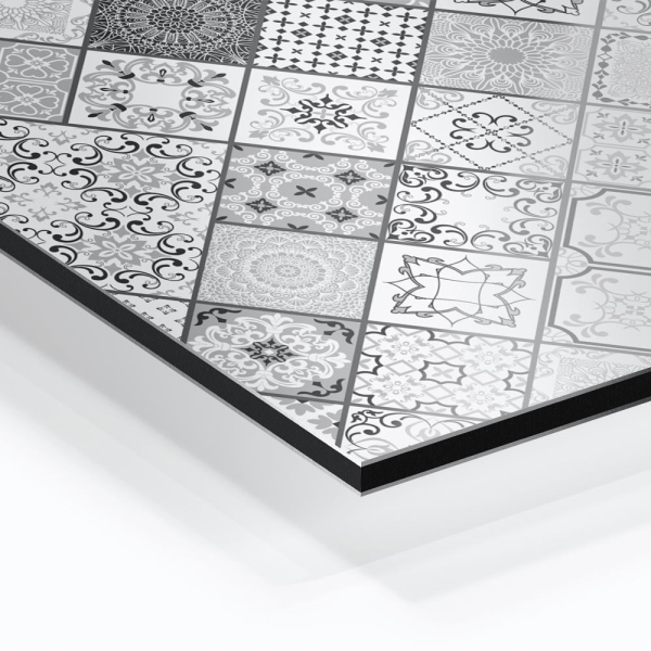 Küchenrückwand Aluverbund graue Zementfliesen Bild 1