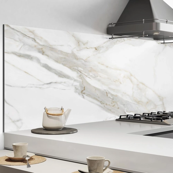 Küchenrückwand Aluverbund Marmor Weiß Bild 2