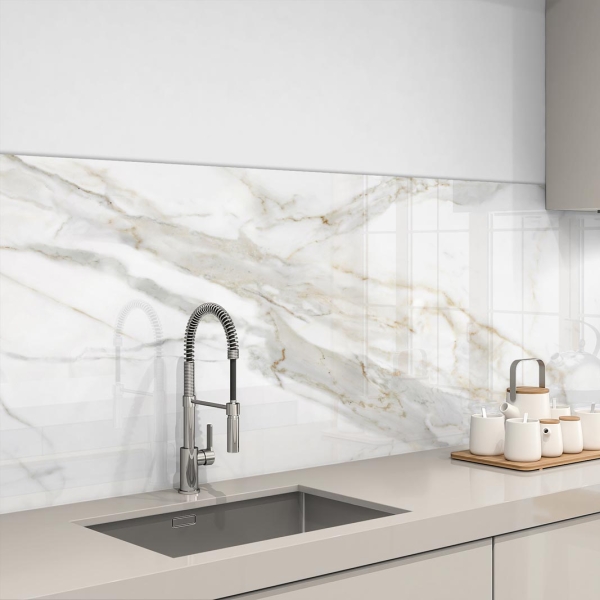 Küchenrückwand Aluverbund Marmor Weiß Bild 3