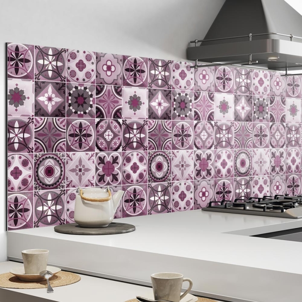 Küchenrückwand Aluverbund Maurian Tiles Purple Bild 2