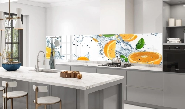 Küchenrückwand Aluverbund Orange Minze Bild 3