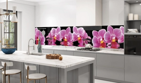 Küchenrückwand Aluverbund pinke Orchideen Bild 3