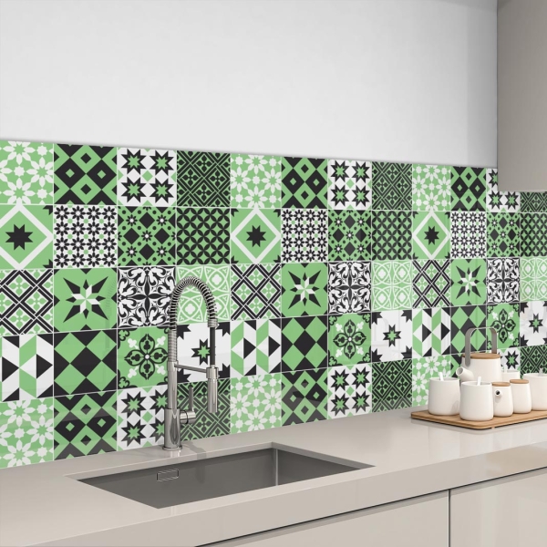 Küchenrückwand Aluverbund Retro Tiles Green Bild 3