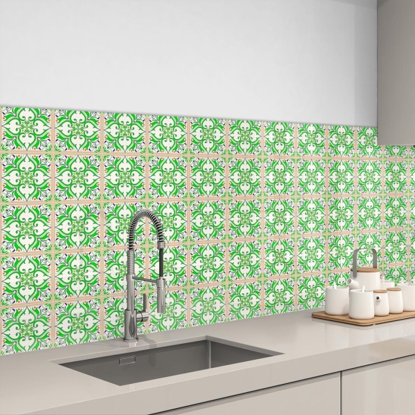 Küchenrückwand Aluverbund Vintage Tiles Green Bild 3