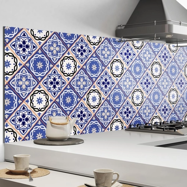 Küchenrückwand Aluverbund blaue portugiesische Azulejo Fliesen Bild 2