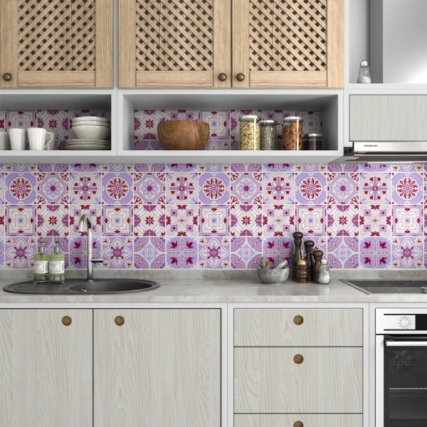 küchenrückwand folie Ceramic Tiles Purple bild 3