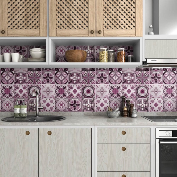 küchenrückwand folie Maurian Tiles Purple bild 3