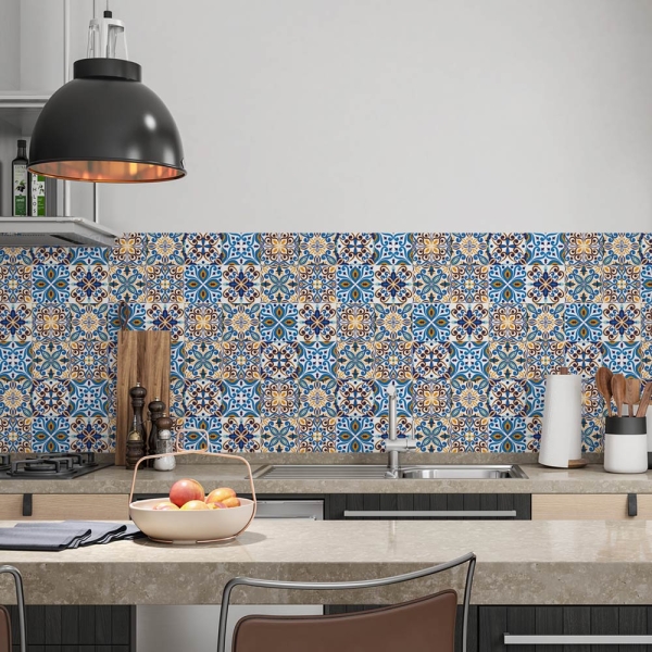 küchenrückwand folie patchwork tiles bild 2