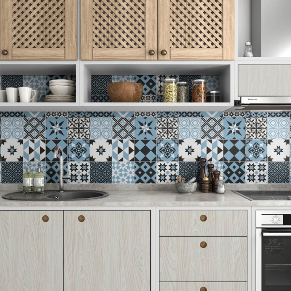 küchenrückwand folie Retro Tiles Blue bild 3