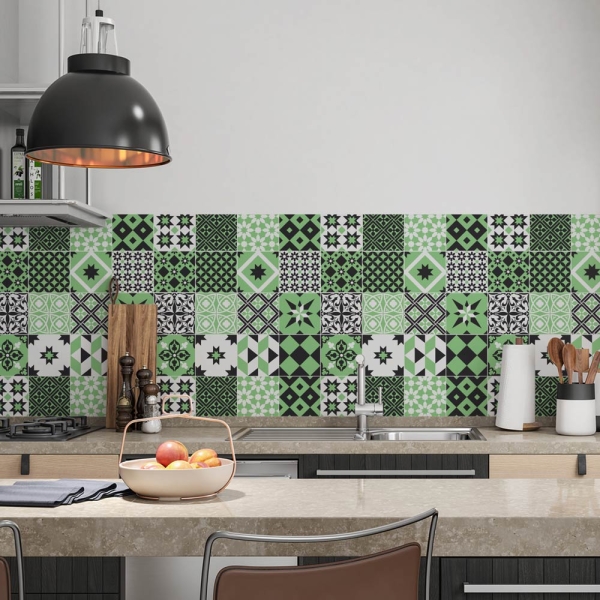 küchenrückwand folie Retro Tiles Green bild 2