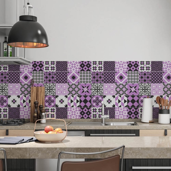küchenrückwand folie Retro Tiles Purple bild 2