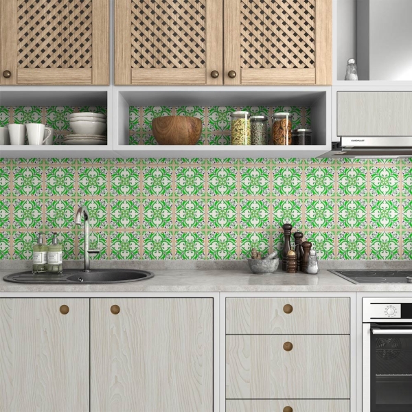 küchenrückwand folie Vintage Tiles Green bild 3