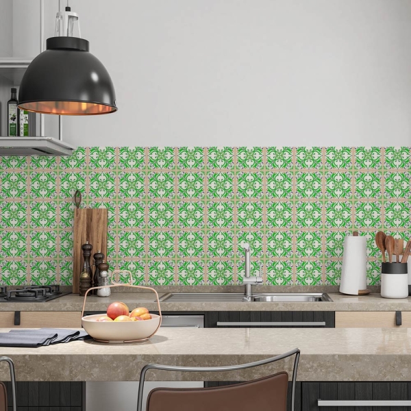 küchenrückwand folie Vintage Tiles Green bild 2