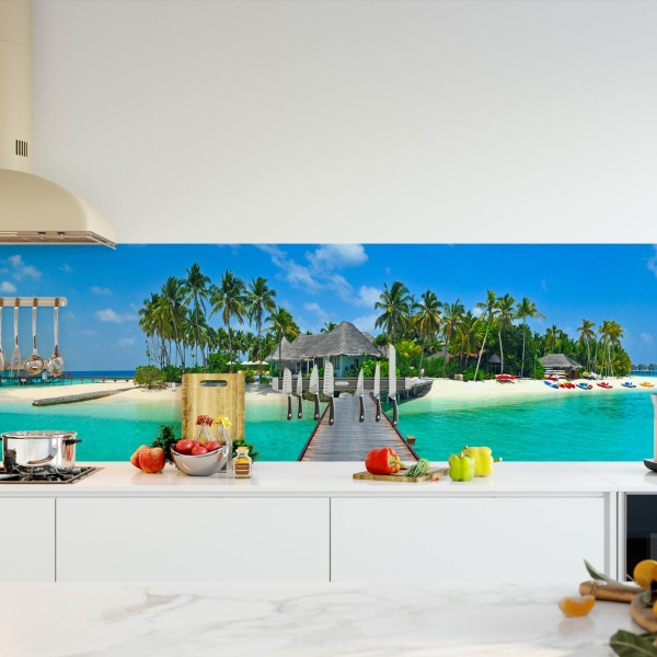 Küchenrückwand Folie Steg auf Malediven Bild 2