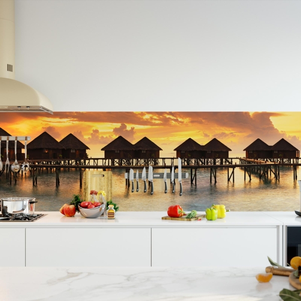 Küchenrückwand Folie Malediven Bungalow Artikelbild 2