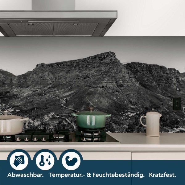 Küchenrückwand Folie Berge schwarz weiß Bild 4