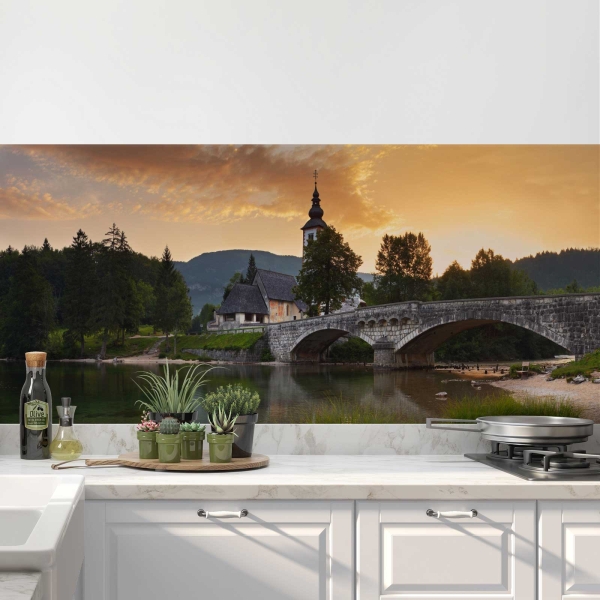 Küchenrückwand Folie idyllischer See in Slowenien Bild 1
