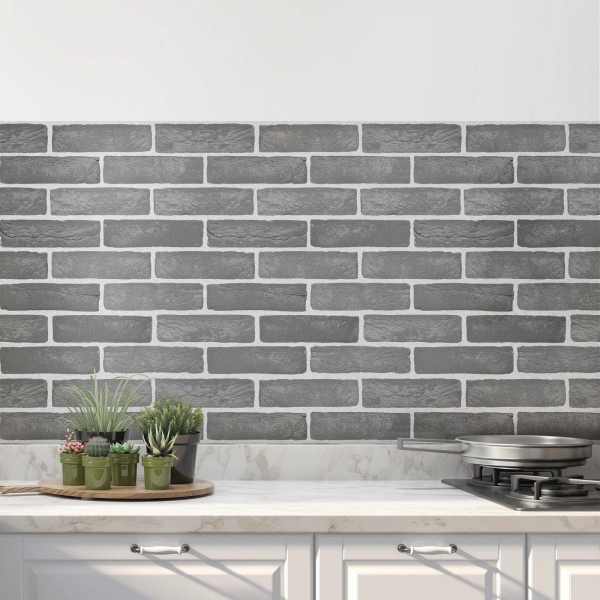 Küchenrückwand Folie graue Ziegelsteine Bild 1