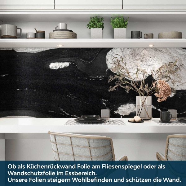 Küchenrückwand Folie Marmor schwarz & weiß Bild 3