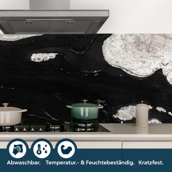 Küchenrückwand Folie Marmor schwarz & weiß Bild 4