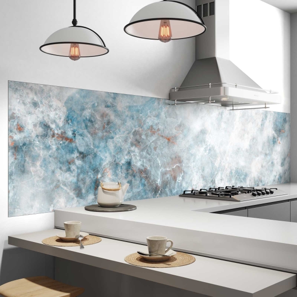 Küchenrückwand Folie Marmoroptik blau Bild 2