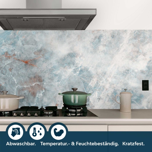 Küchenrückwand Folie Marmoroptik blau Bild 4