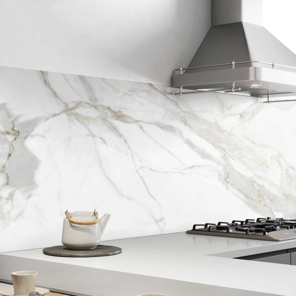 Küchenrückwand Folie Marmor Weiß Bild 1