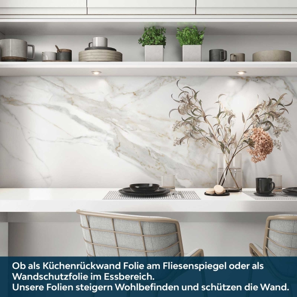 Küchenrückwand Folie Marmor Weiß Bild 3